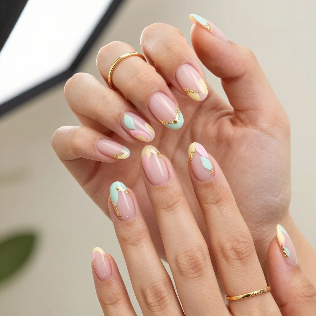 Pastel Swirl French nails