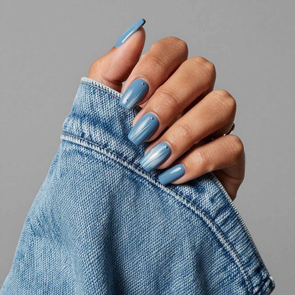 Denim Texture Tips nails