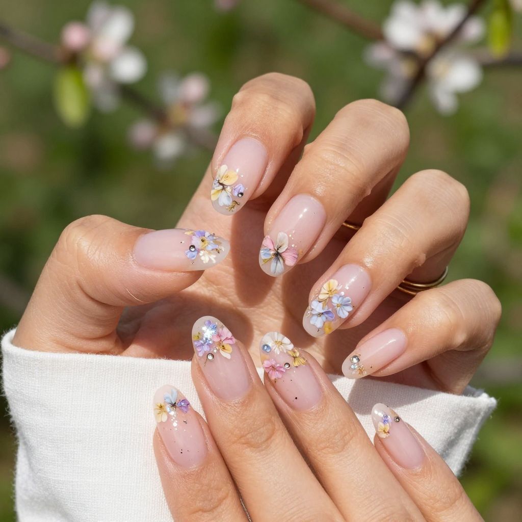 Glitter Garden Party nails