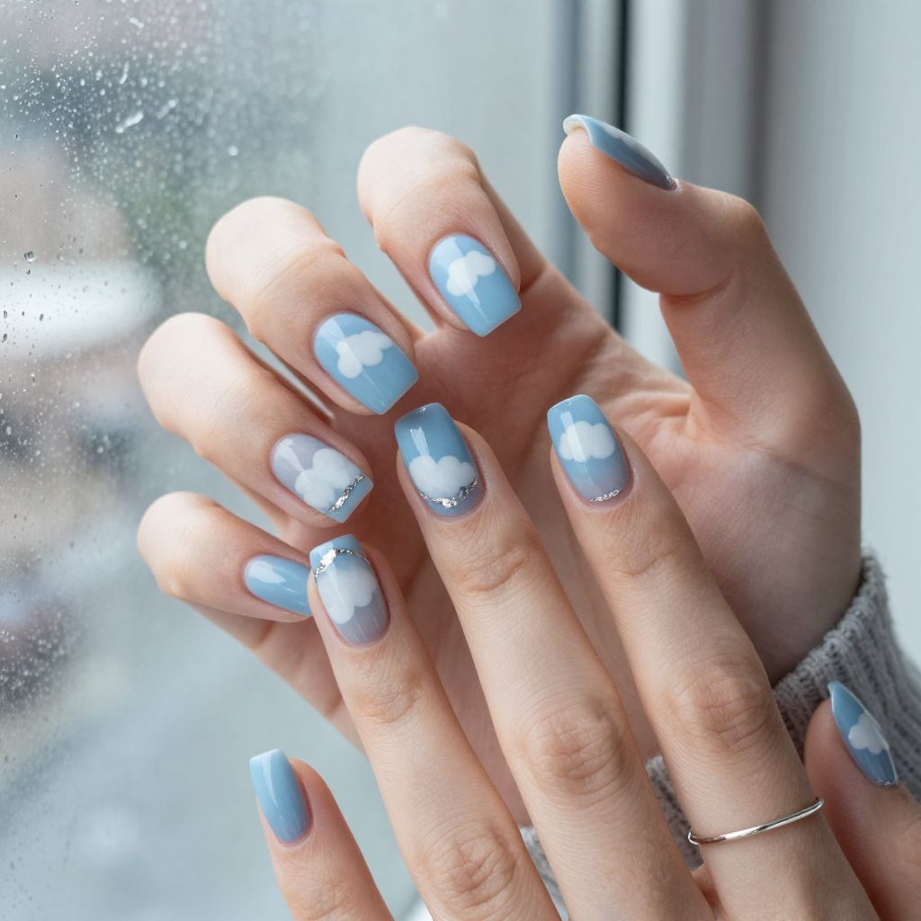 Cloudy Day Skies nails