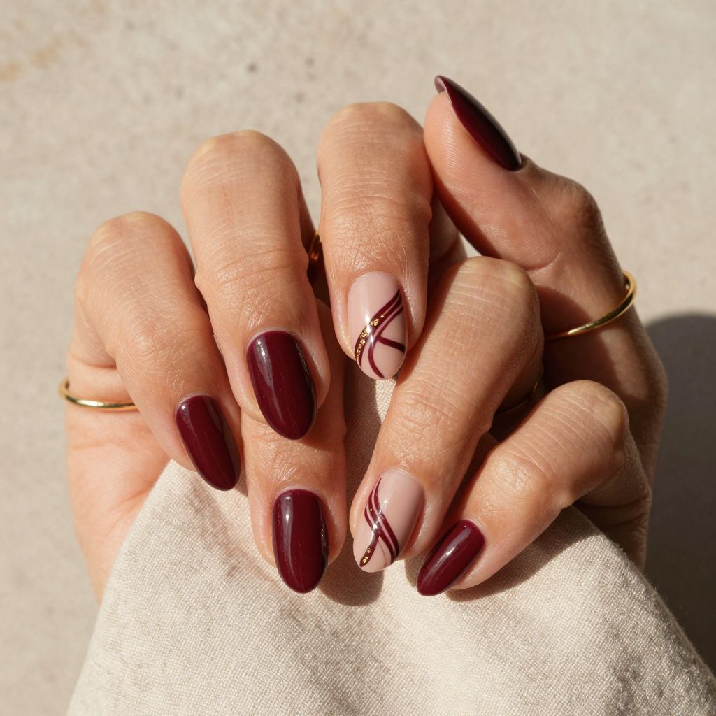 Maroon Nail Ideas 8