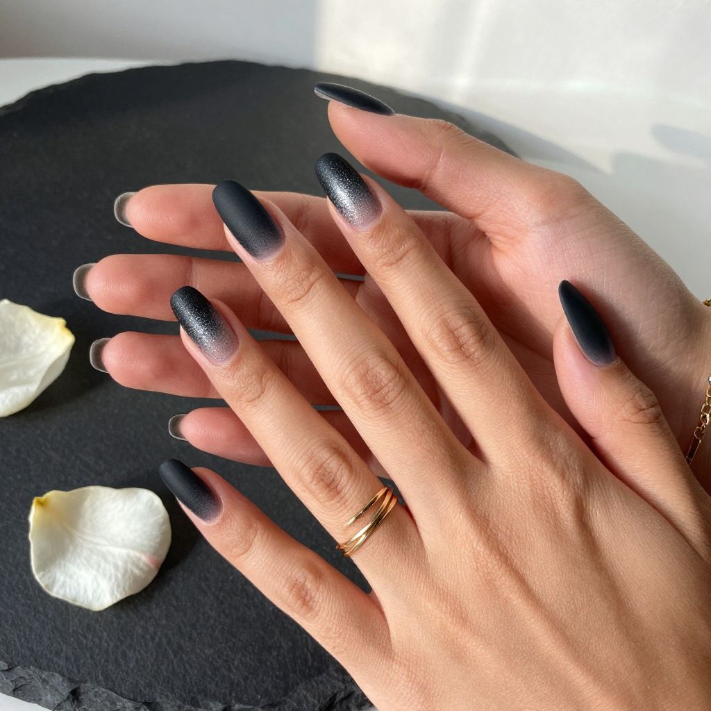 Matte Black with Glitter Gradient Fade