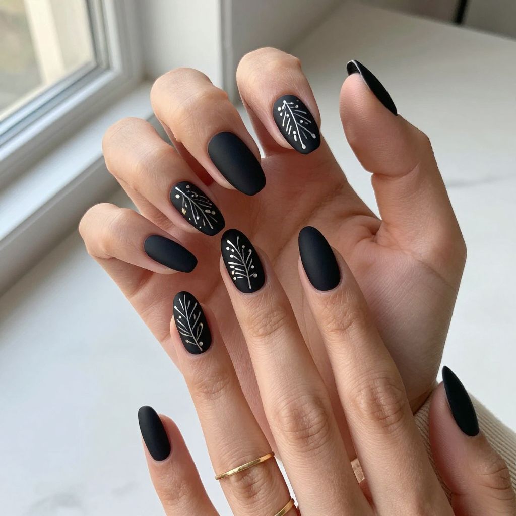 Matte Black with Delicate Line Art