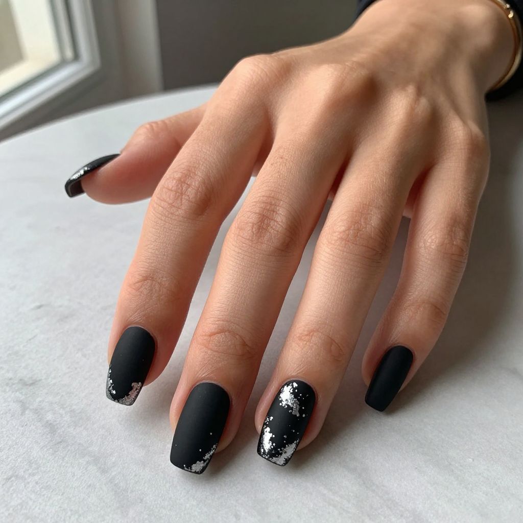 Matte Black with Silver Foil Accents