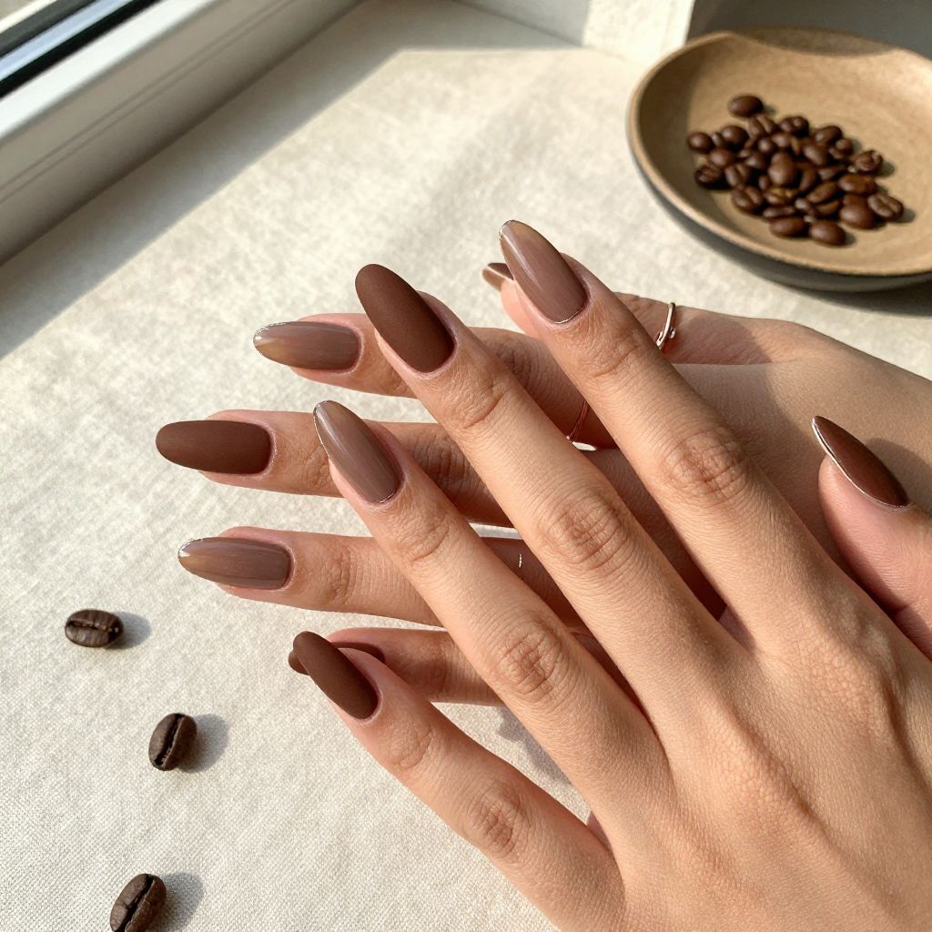 Matte Cocoa Almond Nails