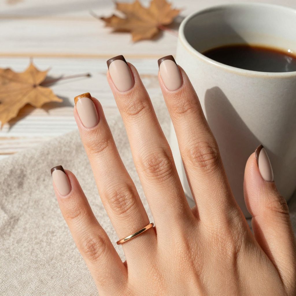 Matte Nude With Chocolate Tips