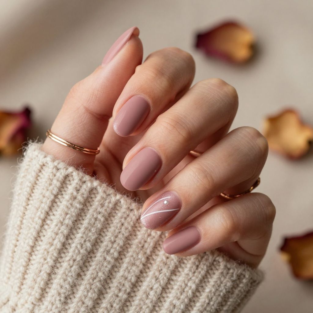 Matte Dusty Rose Oval Nails