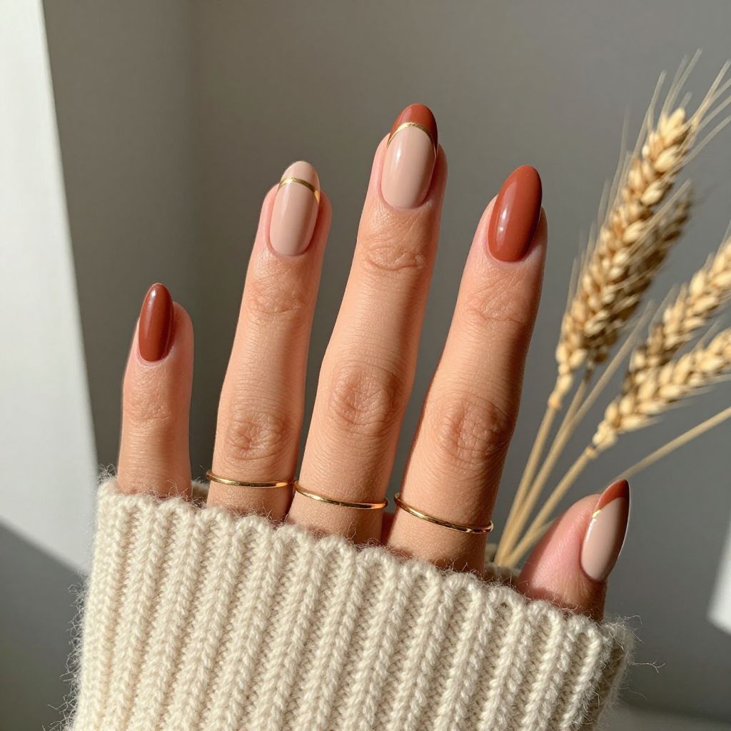 Matte Terracotta With French Tips