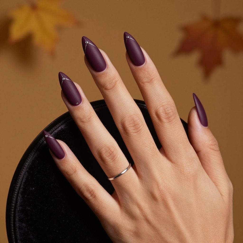 Matte Plum Stiletto Nails