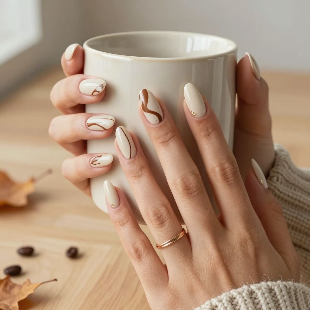 Matte Cream And Espresso Swirls