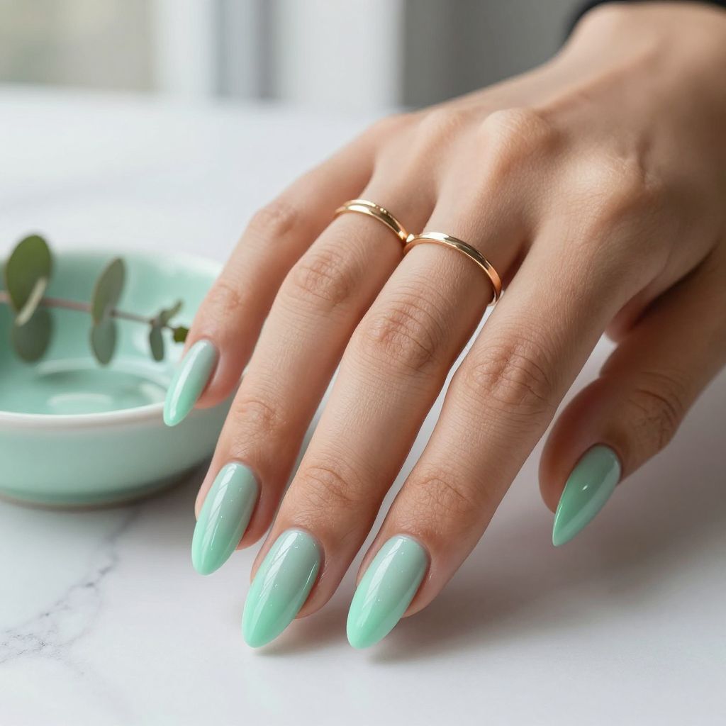 Mint Green Ombre with Chrome Tips