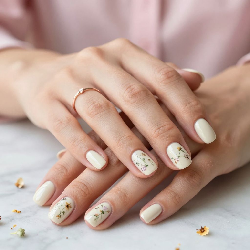 Cream with Pressed Flowers