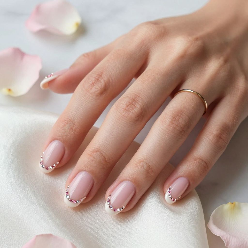 Ballet Pink with Rhinestone French