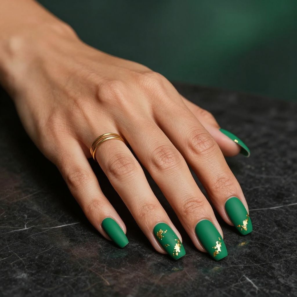 Deep Emerald with Gold Leaf