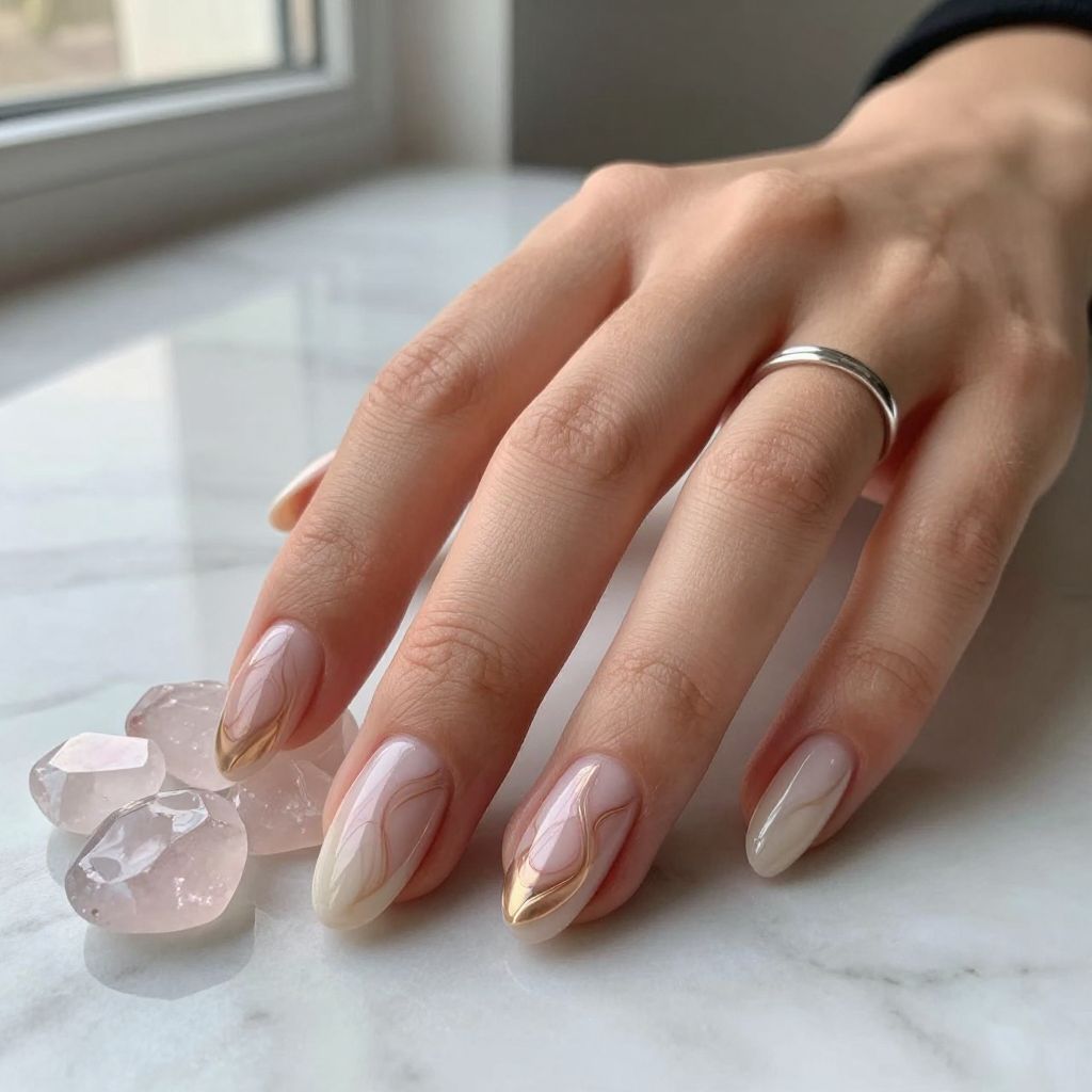 Rose Gold Marble with Rose Quartz