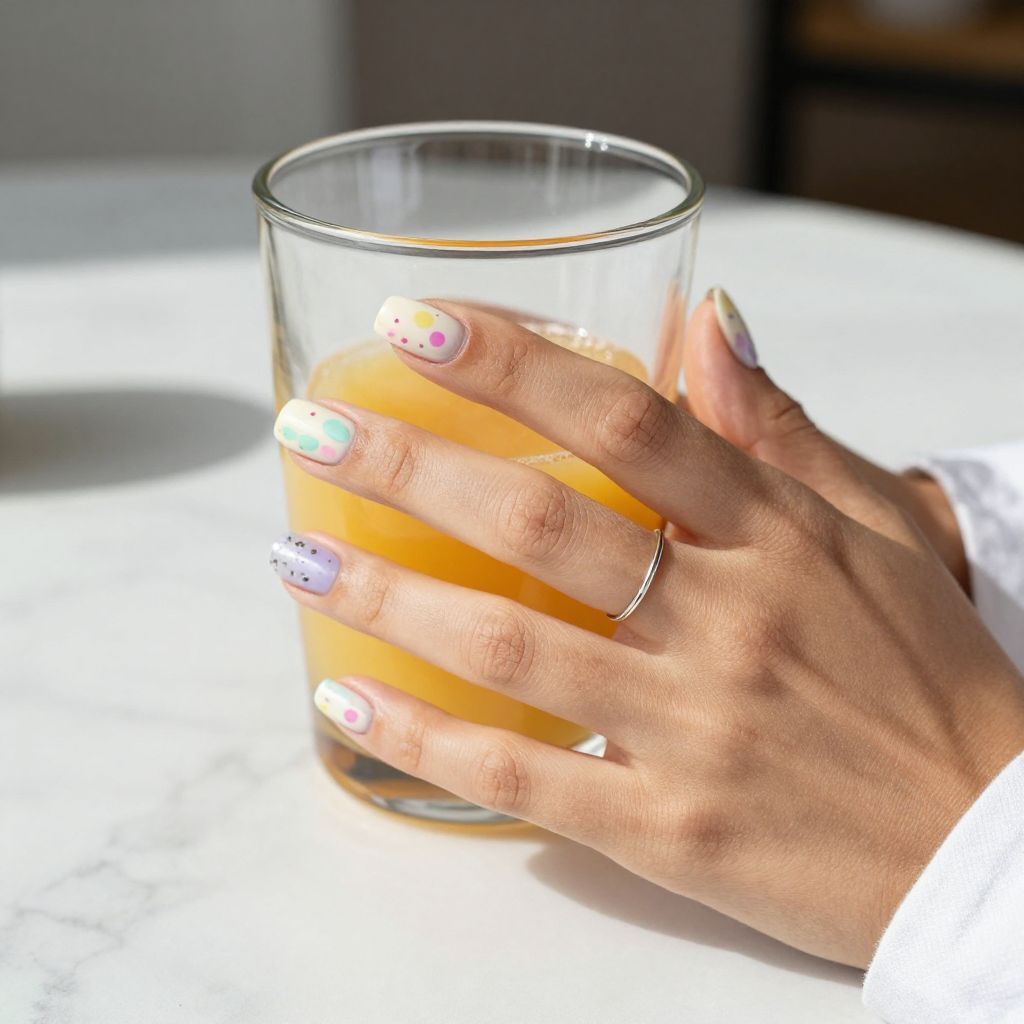 Pastel Confetti Speckles May nail idea