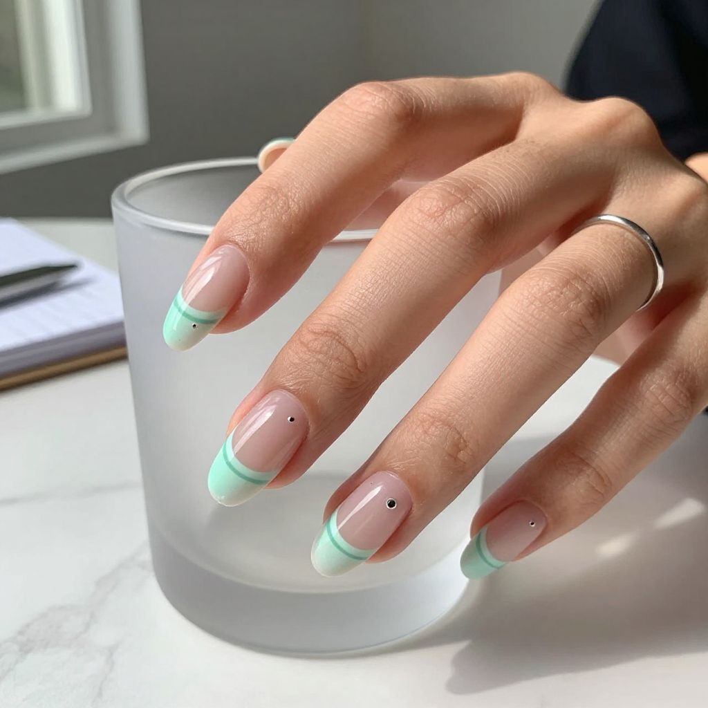 Mint Negative Space Lines May nail idea