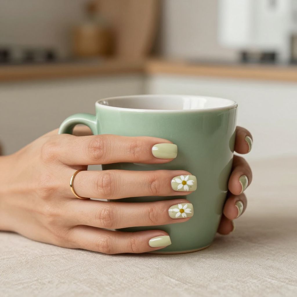 Sage Micro Florals May nail idea