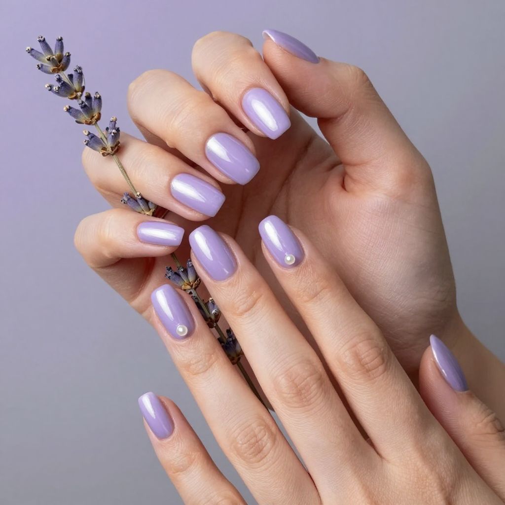 Lavender Chrome Glow May nail idea