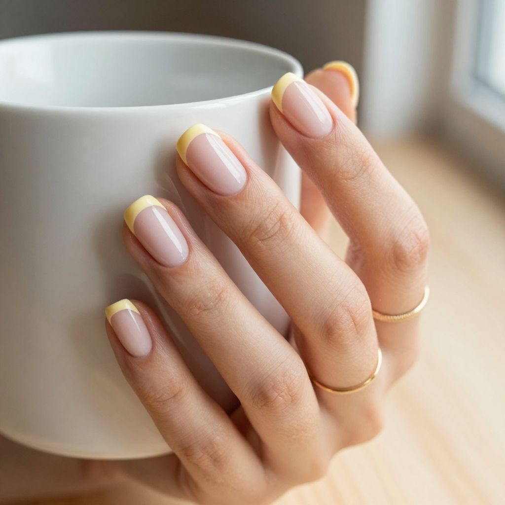 Micro French in Butter Yellow May nail idea