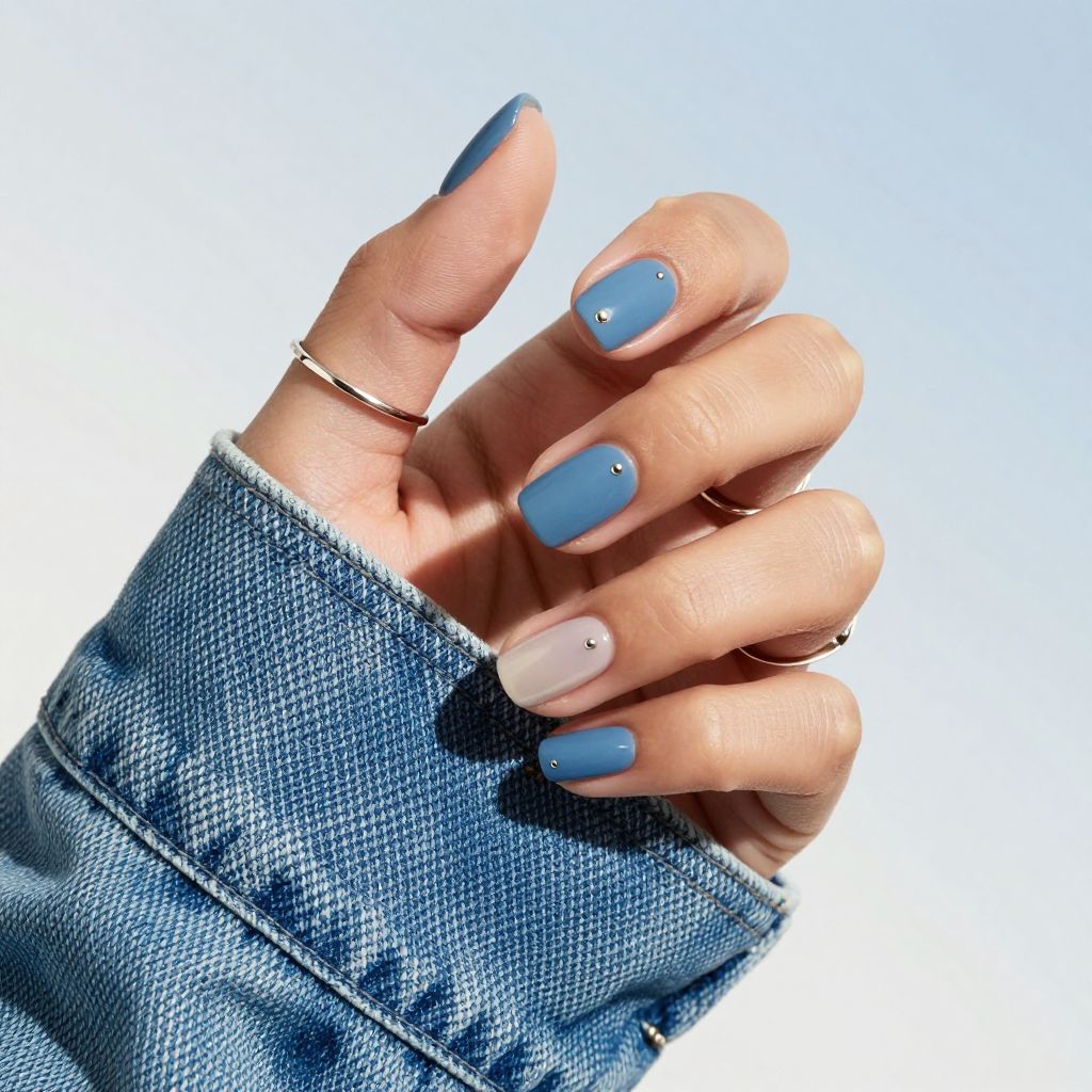 Denim Blue Matte May nail idea