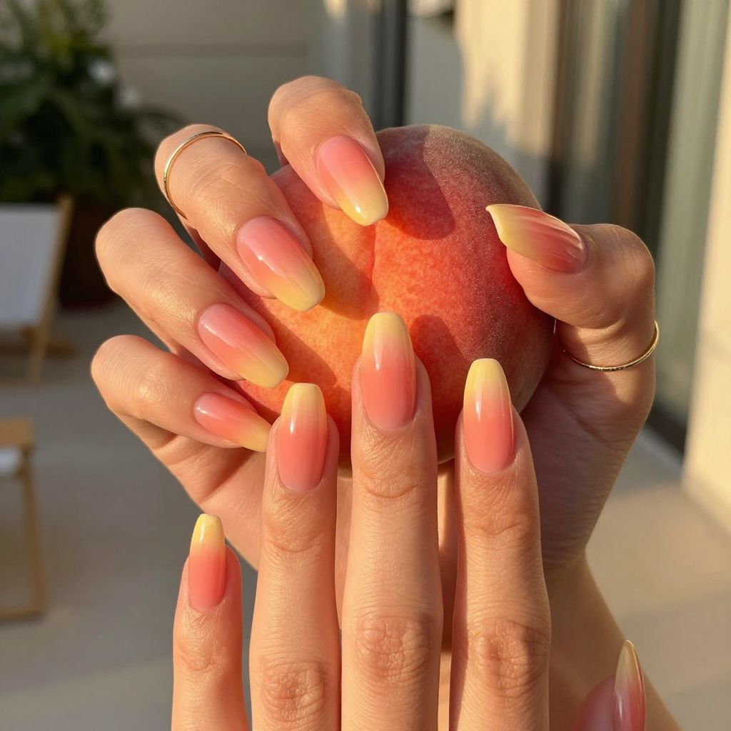 Sunset ombre coffin medium nails