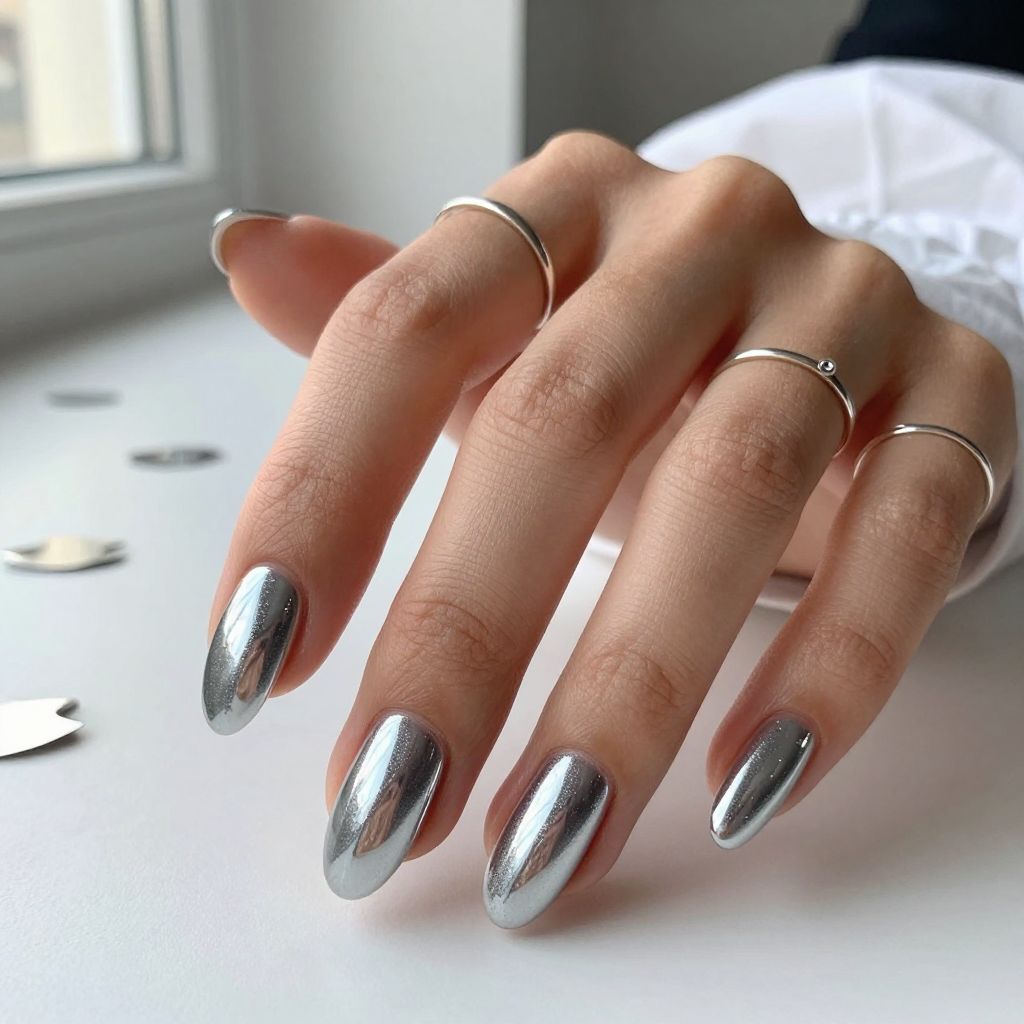 Chrome Silver Mirror Nails