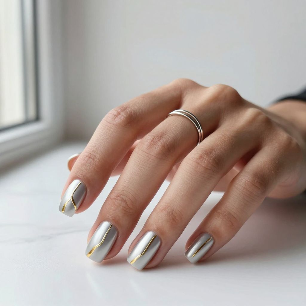 Platinum Matte Metallic Geometric