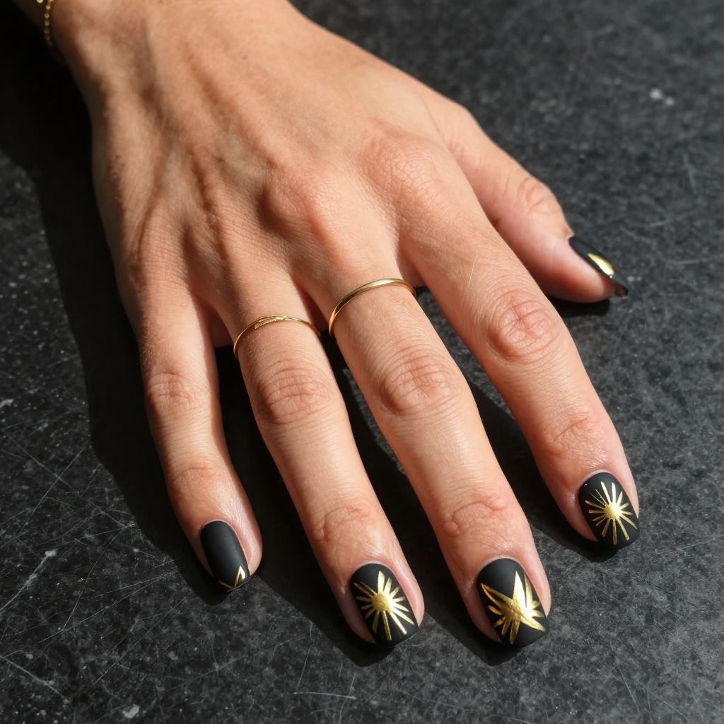 Gold Foil Art Deco Nails