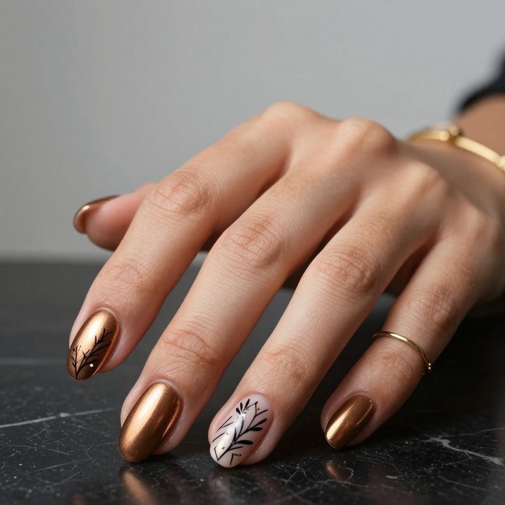Bronze Metallic with Black Line Art