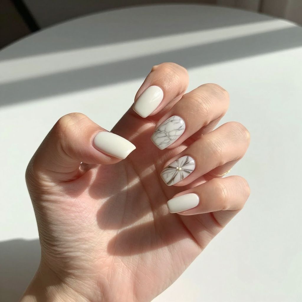Milky White Nail Designs nail idea 14