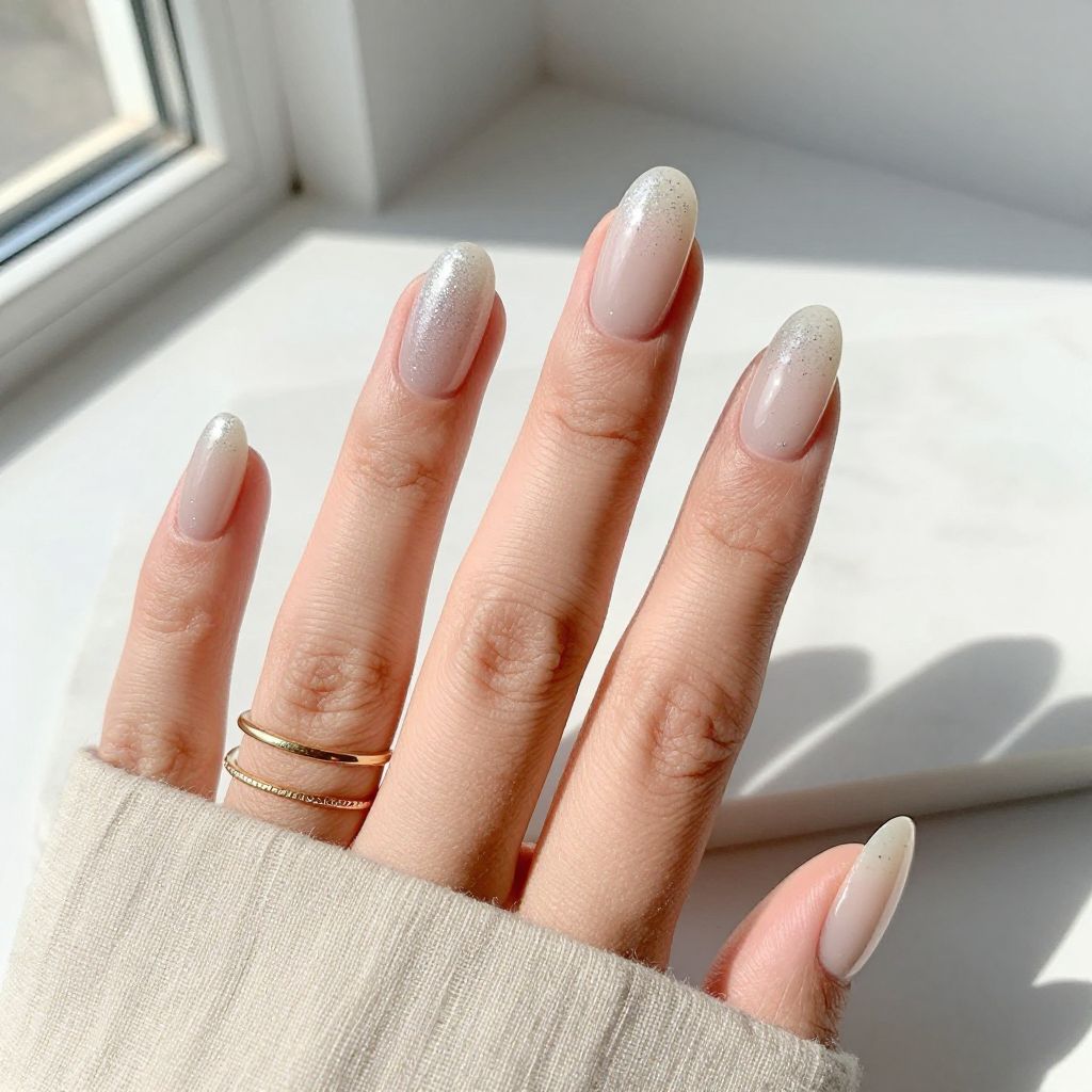 Milky White Glitter Fade