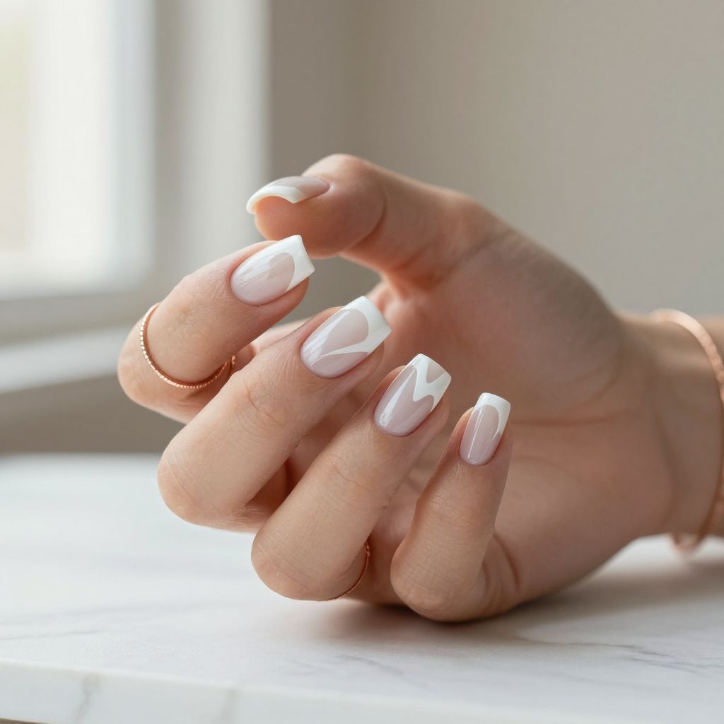 Milky White Abstract Tips