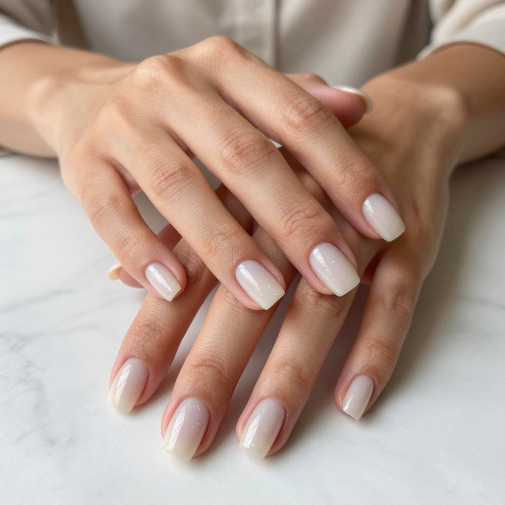 Short Square Milk Bath Nails