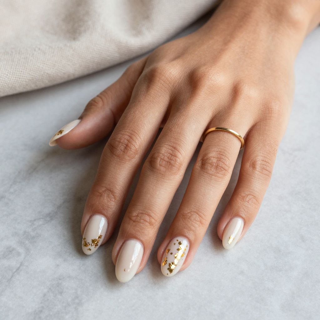 Milky White with Gold Foil