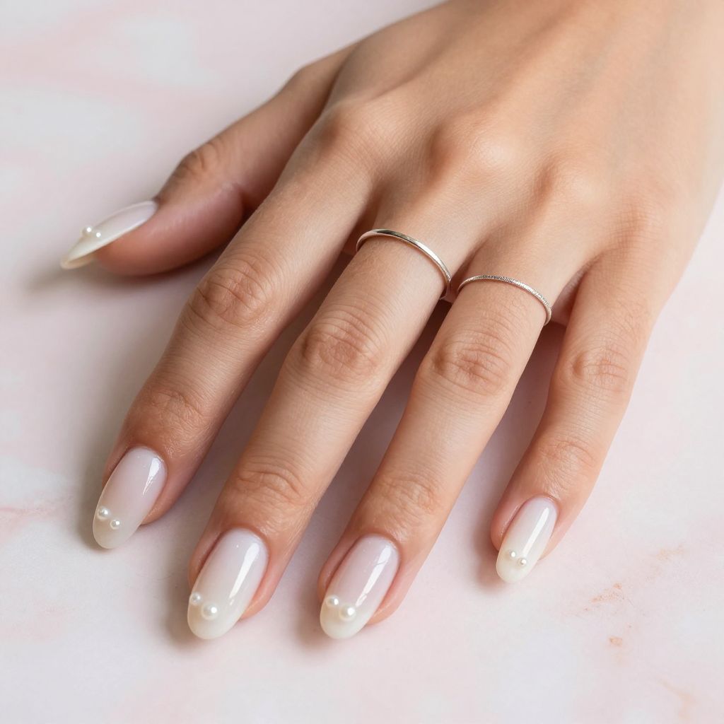 Sheer Milky White With Pearls