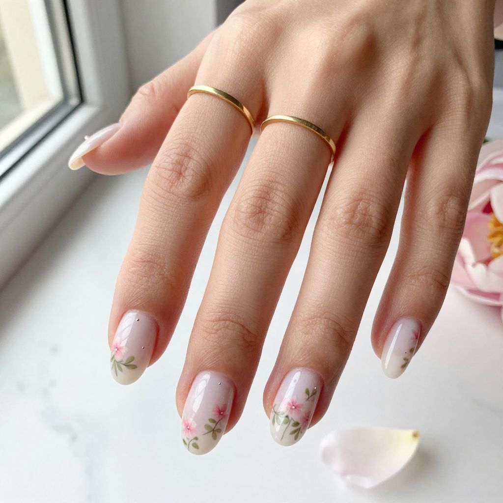 Milky White with Tiny Floral Art
