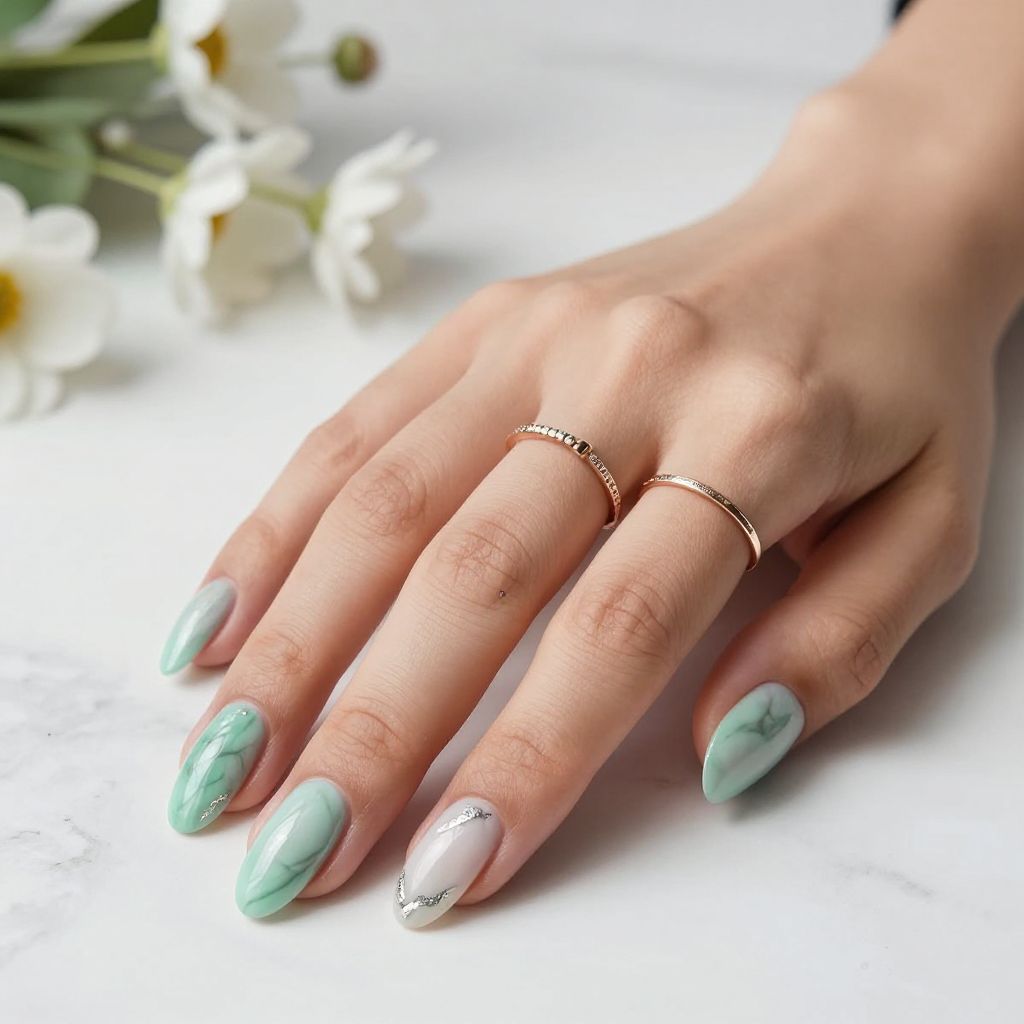 Mint Marble Nails