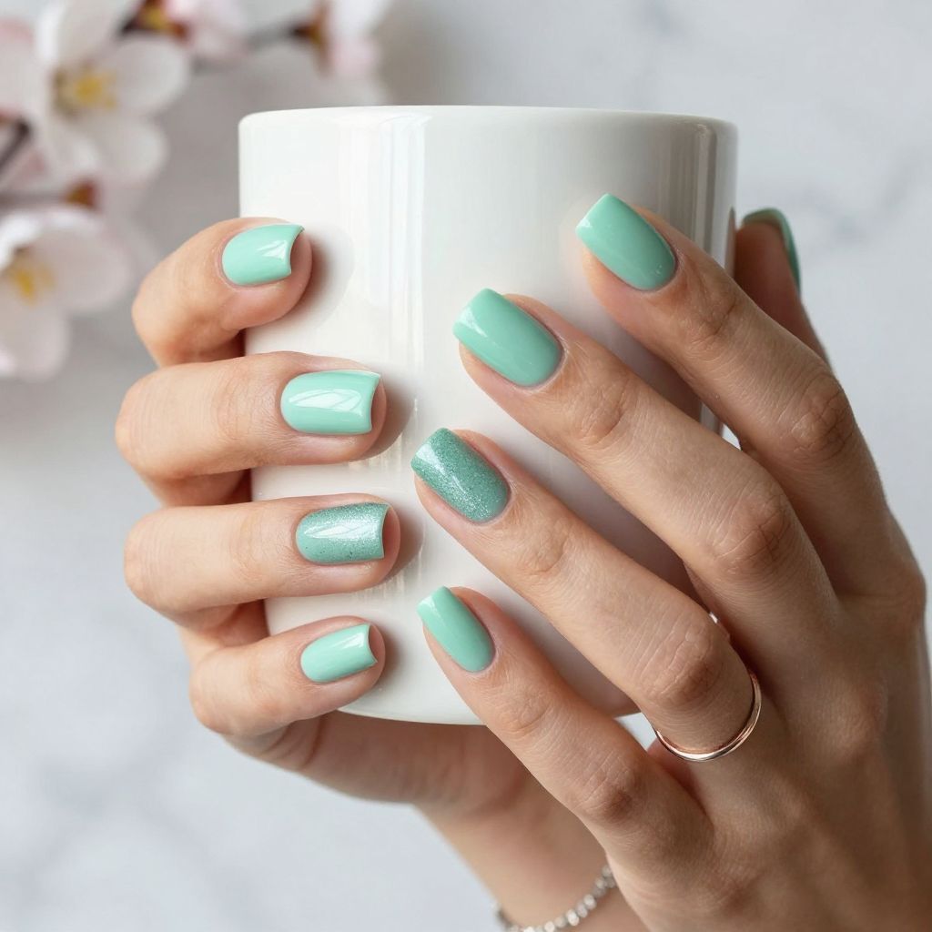 Mint Skittle Nails