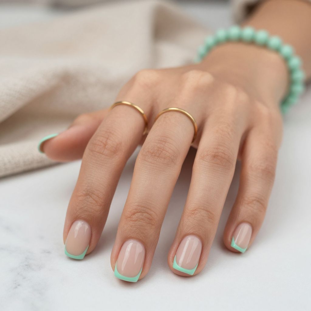 Mint Outline Nails