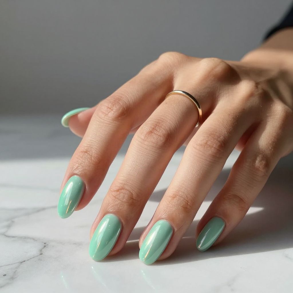 Mint Chrome Nails