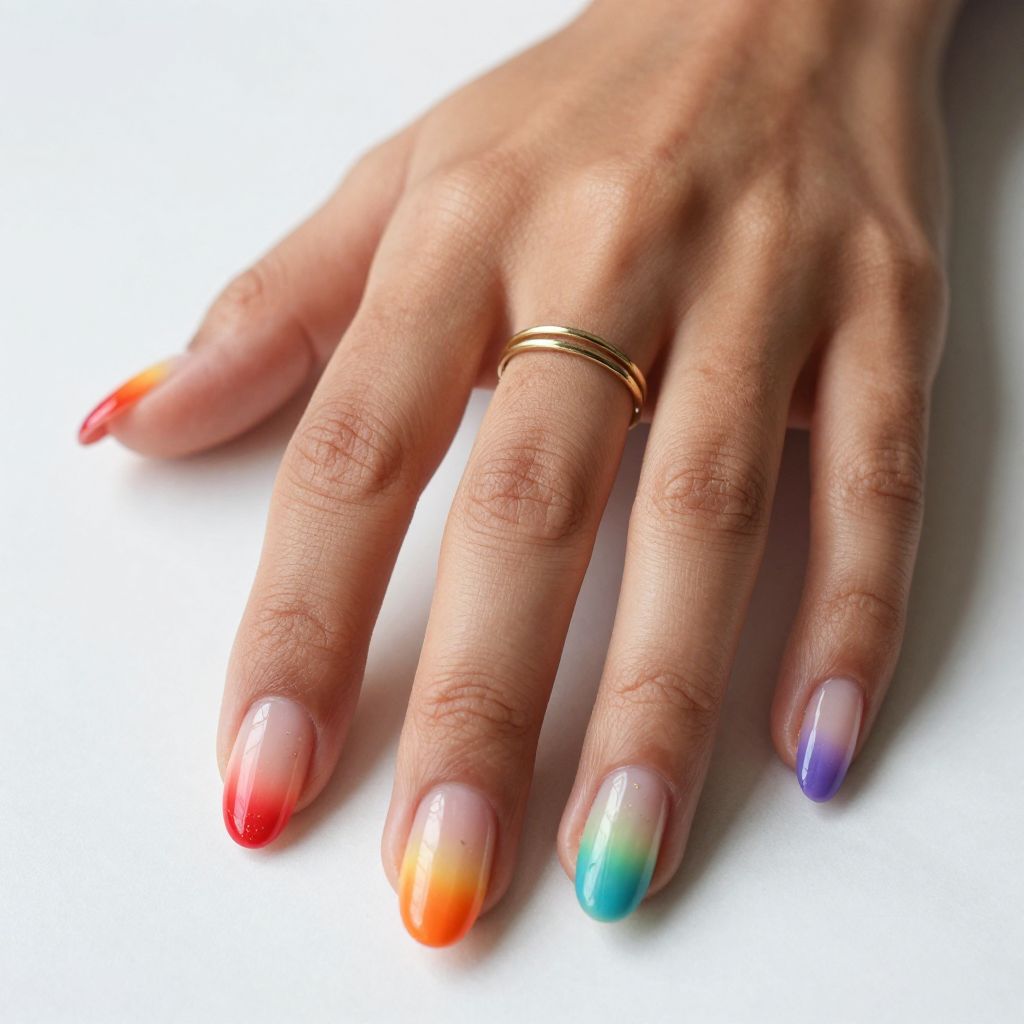 Rainbow Gradient Ombre Nails