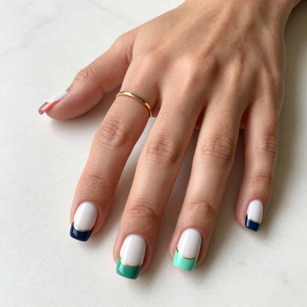 Color Block with Metallic Lines