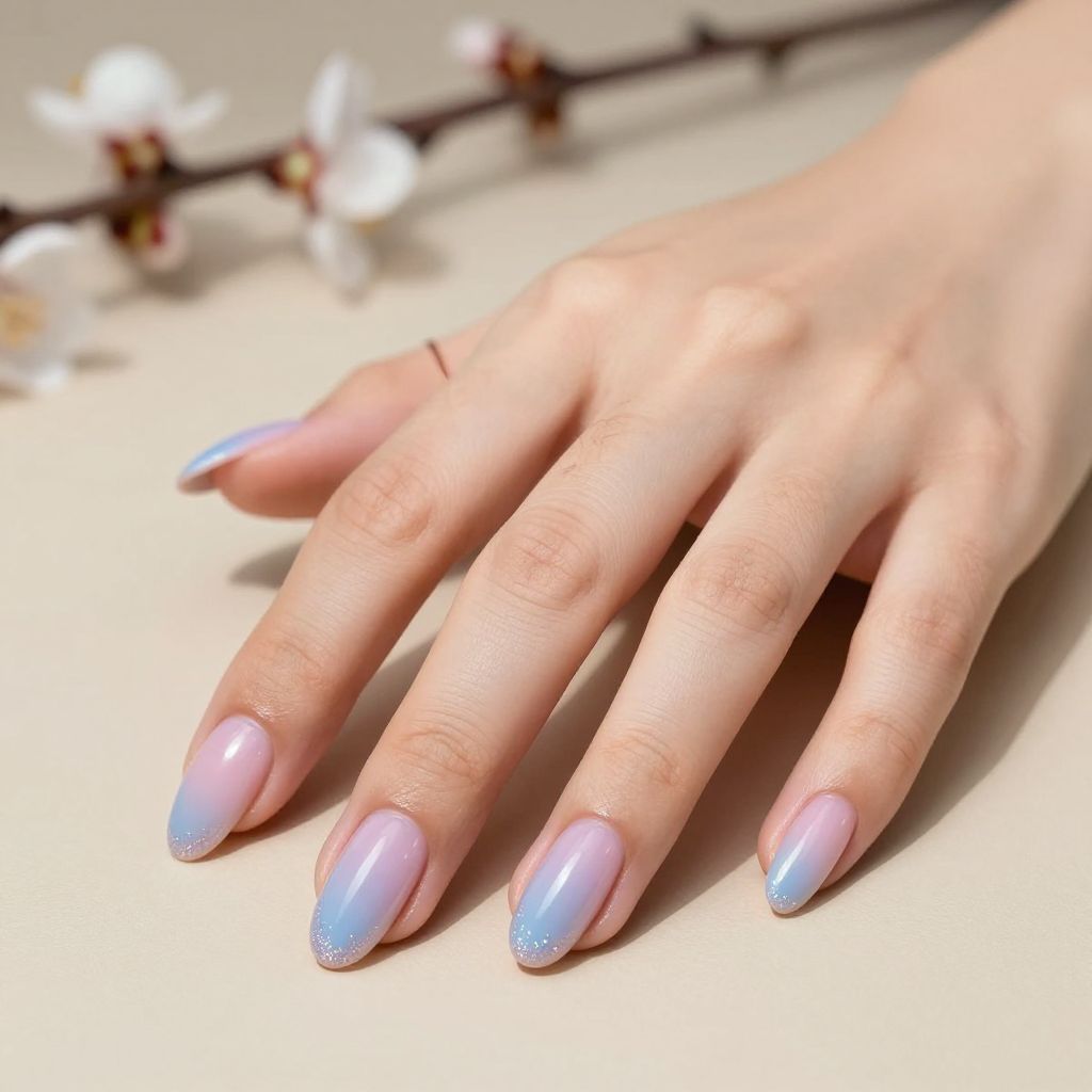 Pastel Ombre with Glitter Tips