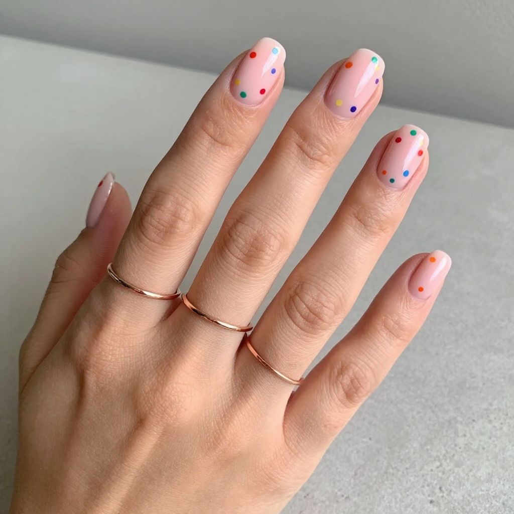 Rainbow Confetti Nails