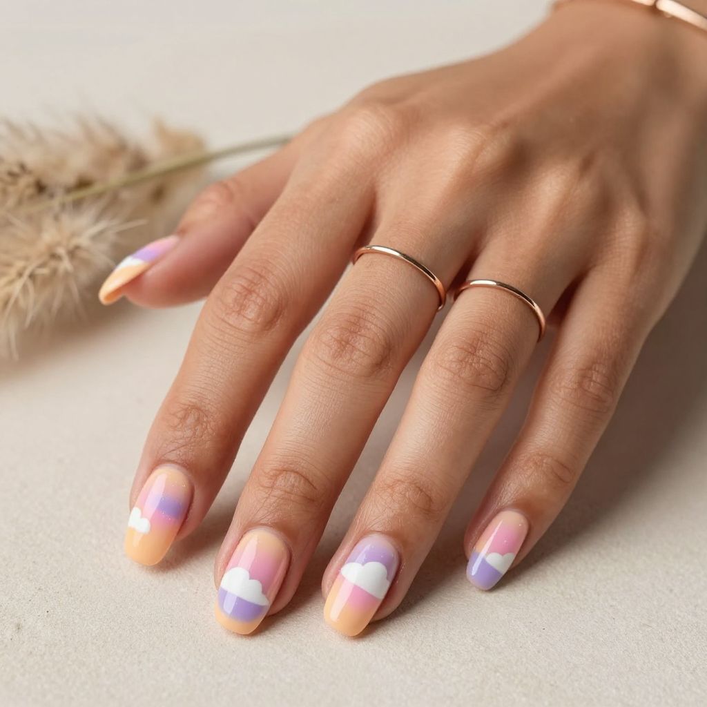 Sunset Cloud Nails