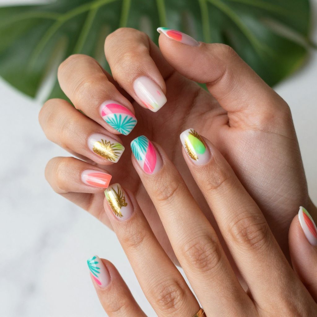 Tropical Multicolor Nails