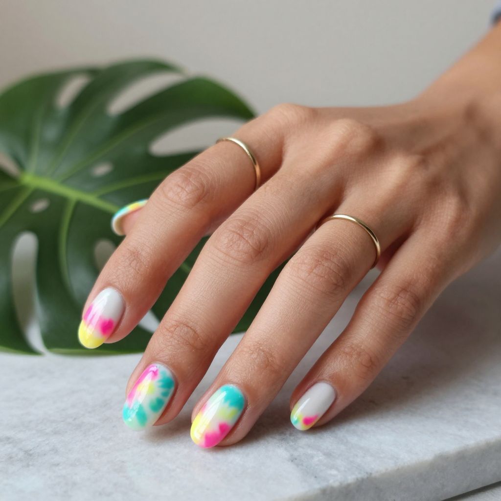 Tie Dye Multicolor Nails