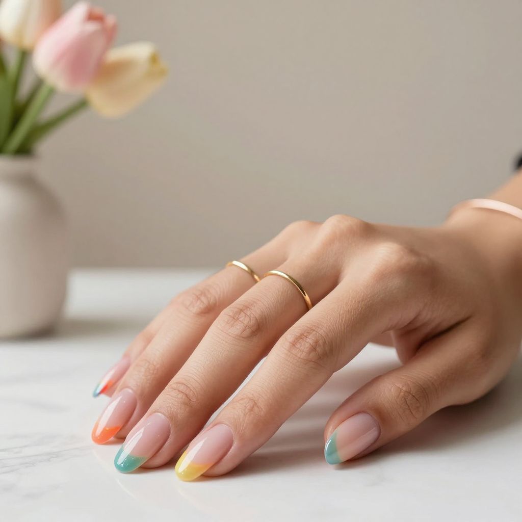 Rainbow Ombre Gradient Nails