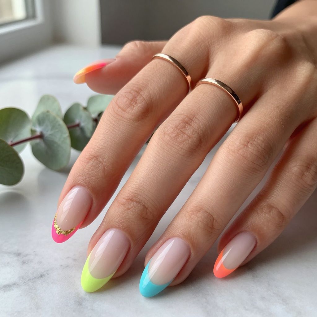 Gradient Rainbow Reverse Ombré Nails